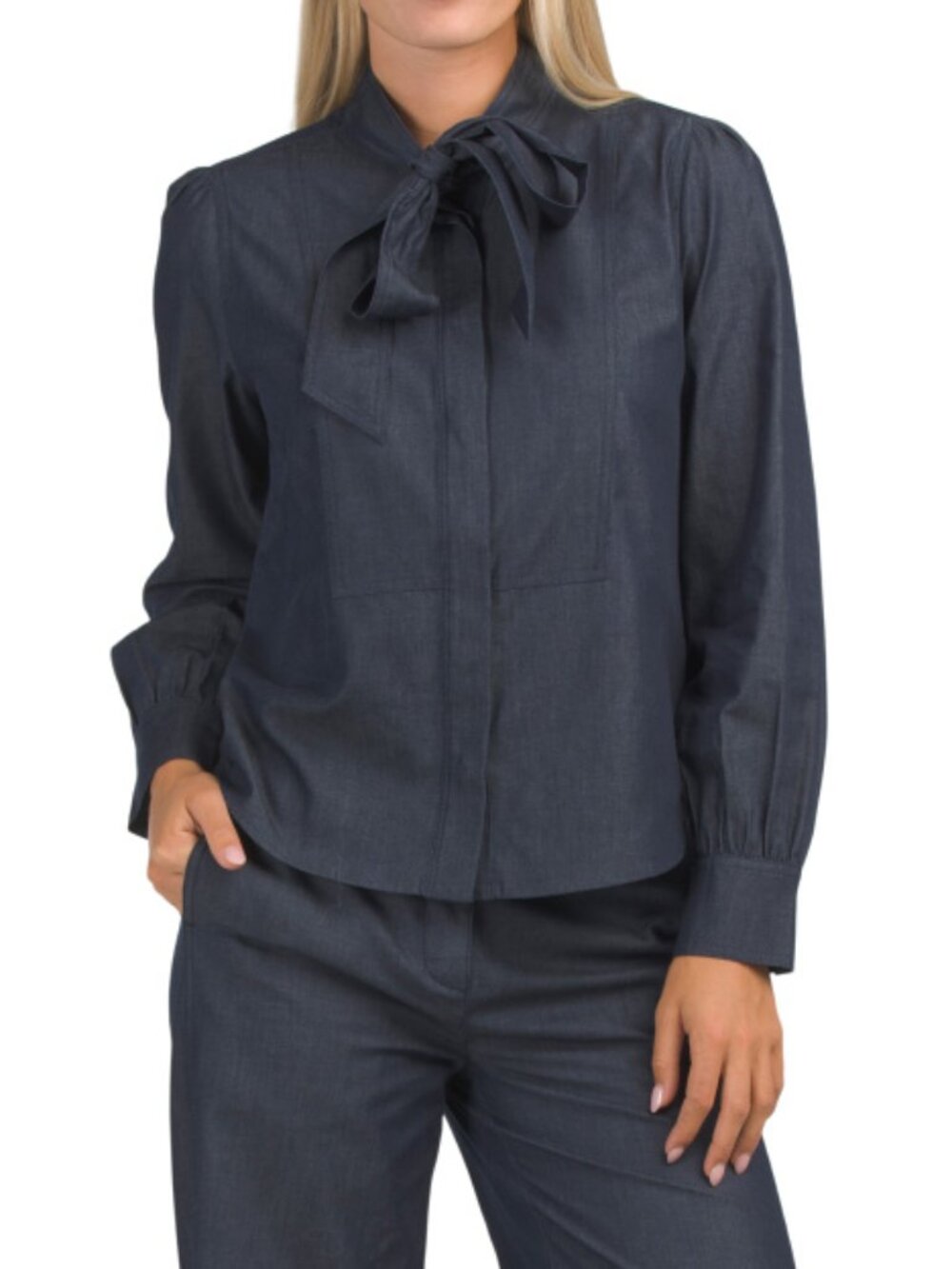 DEREK LAM 10 CROSBY Majah Tie Neck Long Sleeve Blouse